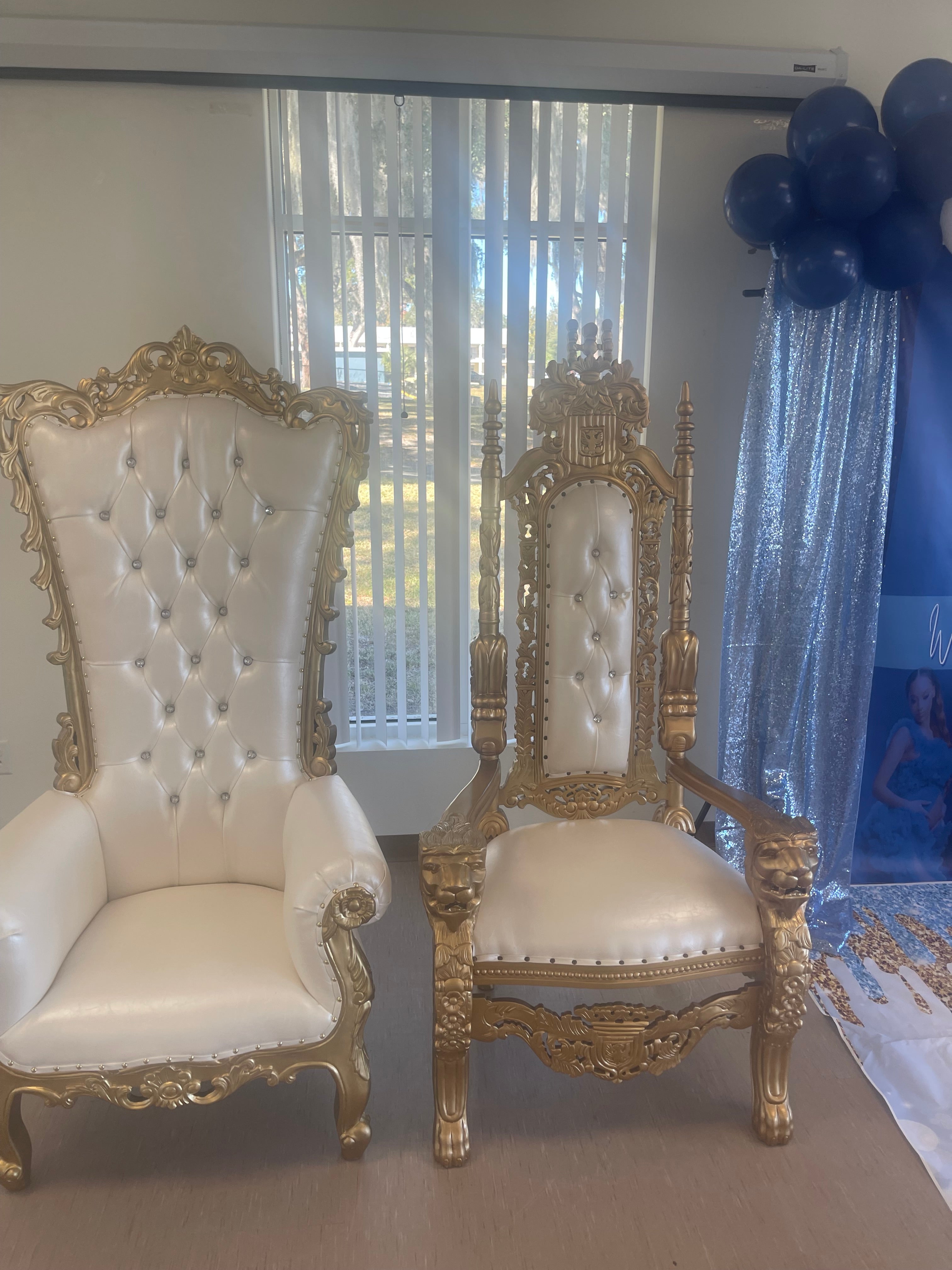 Gold and white king and queen chair rental